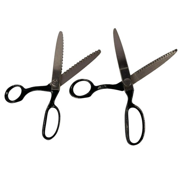 Vintage Wiss Pinking Shears 9 Inch Two Sizes of Cutting Teeth Lot of 2 USA - Picture 4 of 8